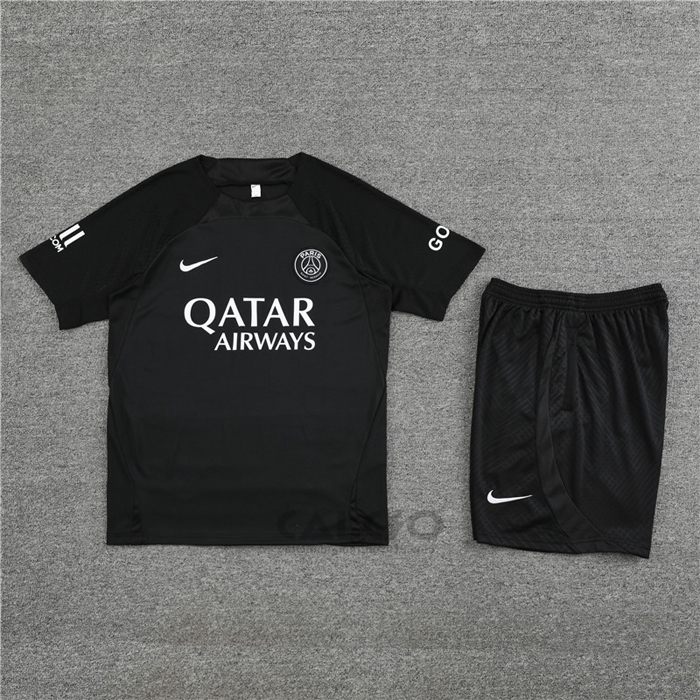 Tuta da Track Paris Saint-Germain Manica Corta 2022-2023 Nero - Pantaloncini